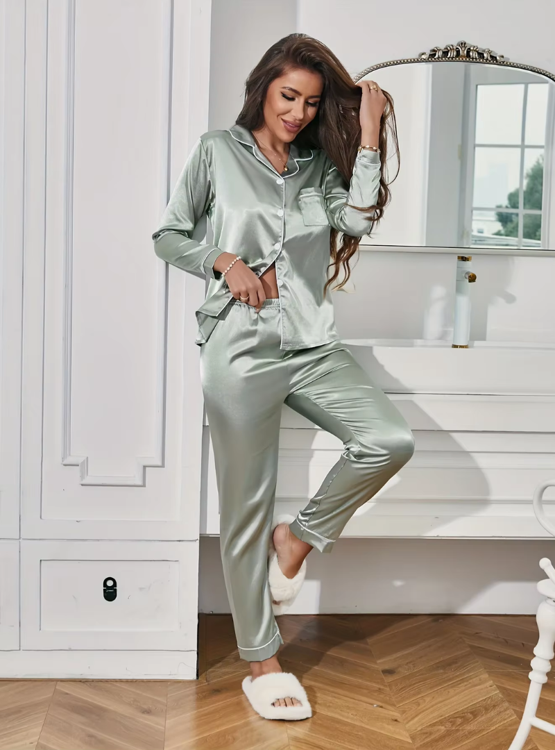 silk pyjamas - green