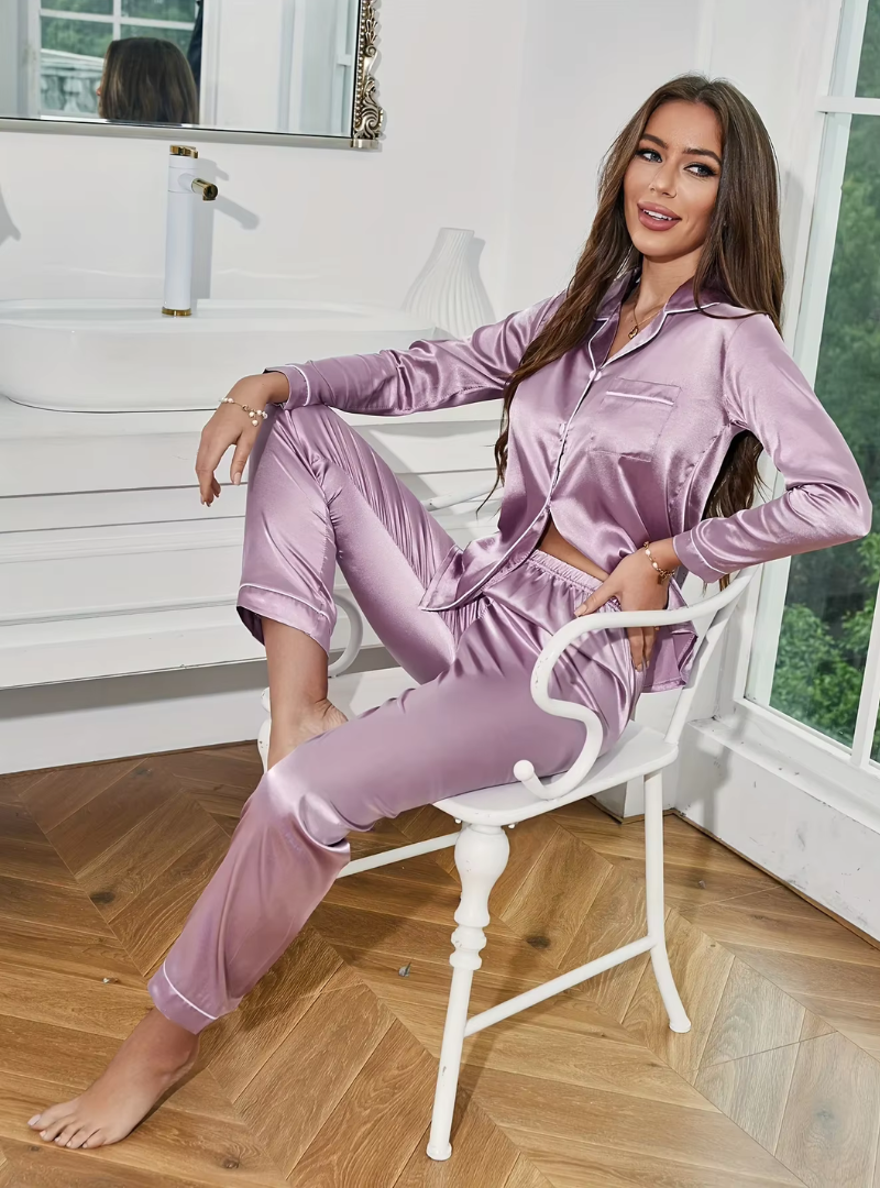 silk pyjamas - purple