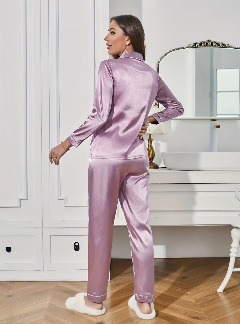 silk pyjamas - purple