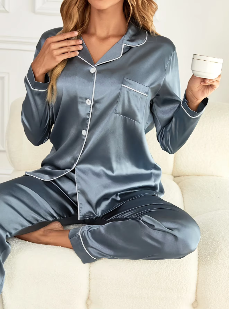 silk pyjamas - blue