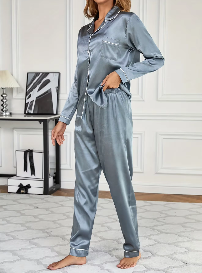 silk pyjamas - blue